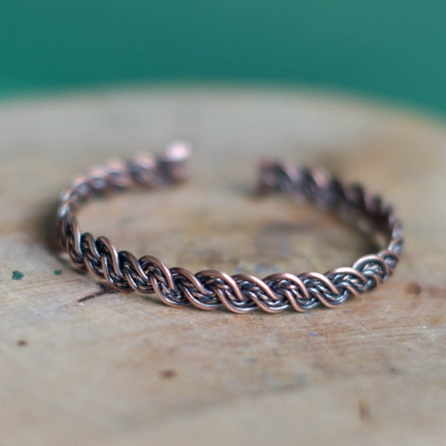 Bransoletka pleciona z miedzi – biżuteria artystyczna Pociecha Jewelry