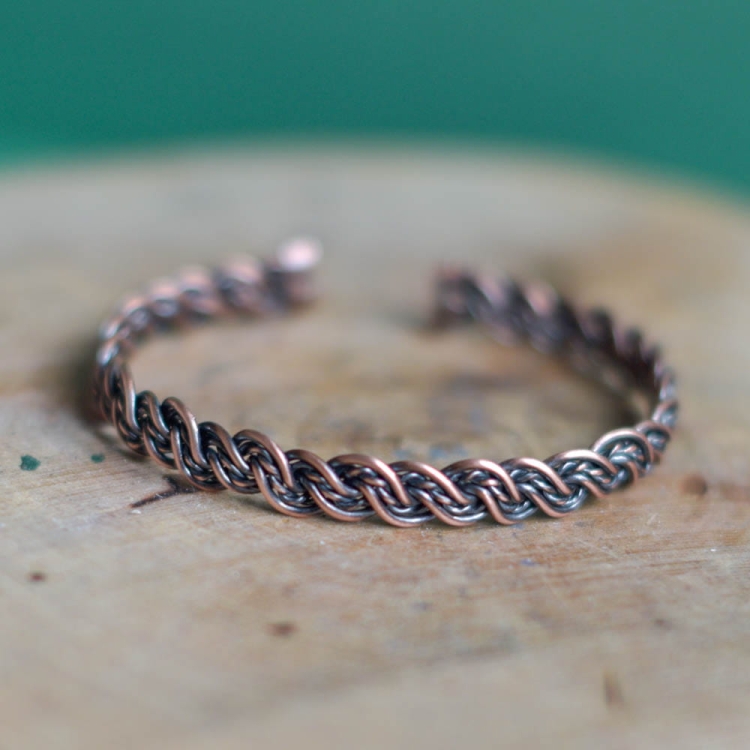 Bransoletka pleciona z miedzi – biżuteria artystyczna Pociecha Jewelry